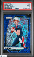 2024 Panini Prizm Football Drake Maye RC Rookie Blue Shimmer PSA 9 /25