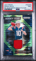 2024 Panini Prizm Rookie Gear Patch Drake Maye Neon Green Pulsar RC PSA 9