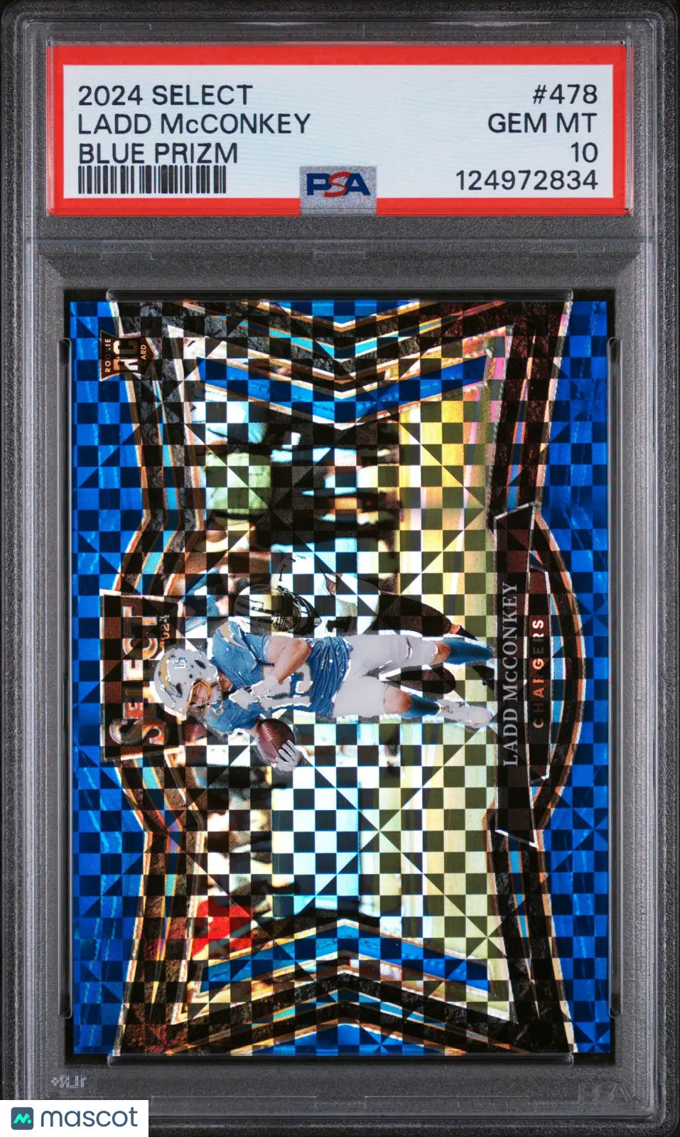2024 Panini Select Ladd Mcconkey #478 Blue Prizm PSA 10