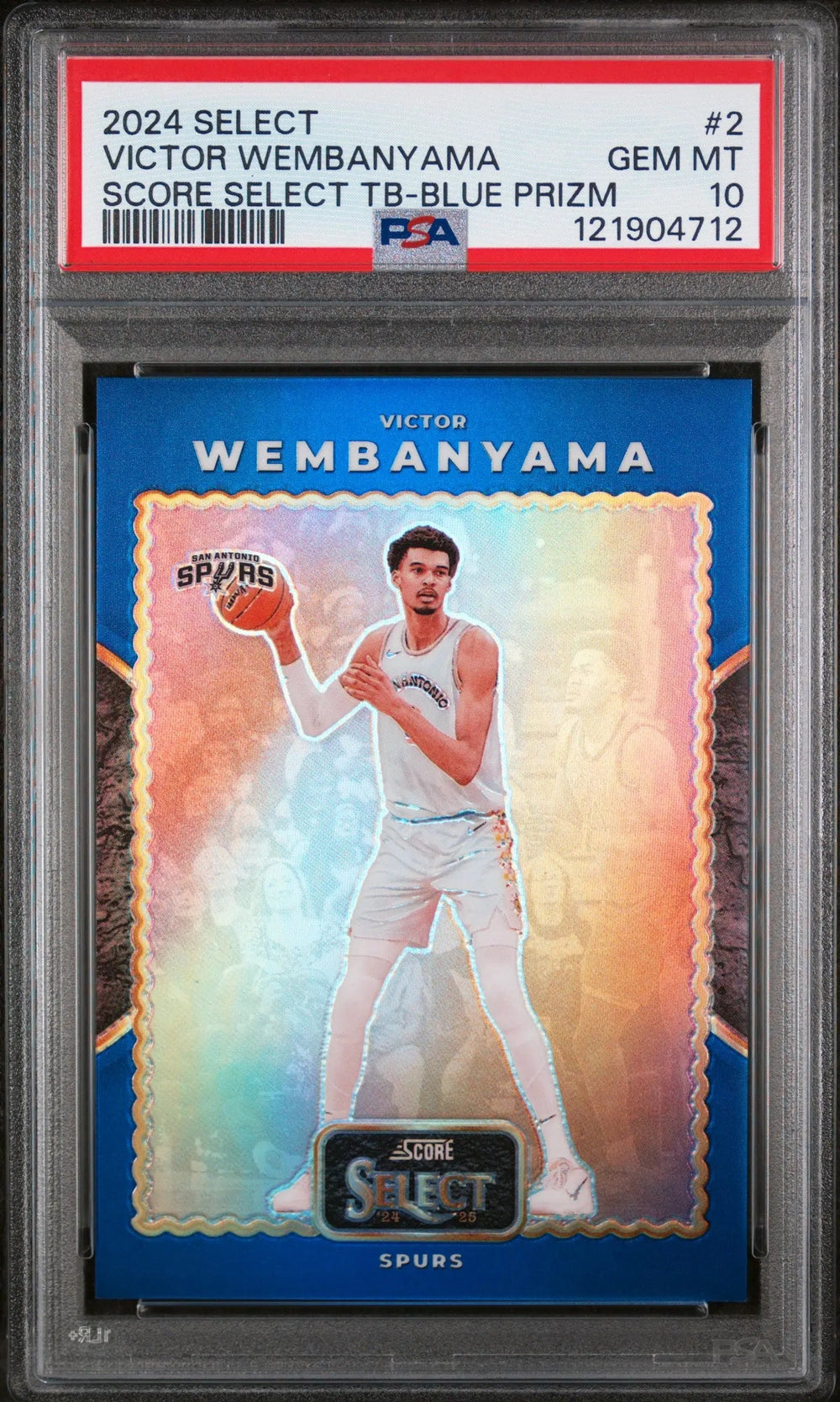 2024 Panini Select Score Throwback Victor Wembanyama TB Blue Prizm PSA 10 /75