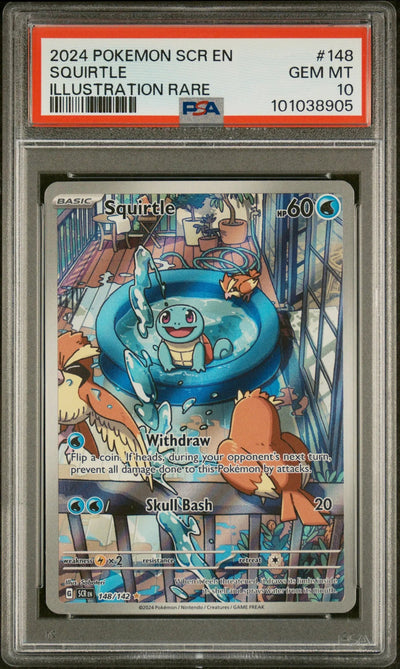 2024 Pokemon Stellar Crown Squirtle Illustration Rare PSA 10 148/142