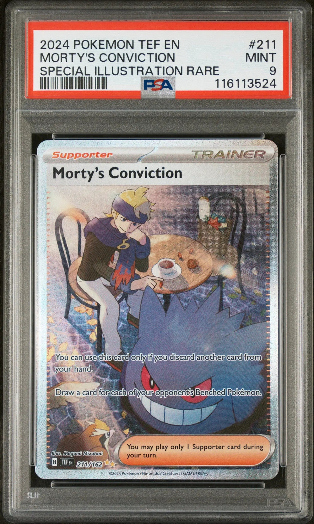 2024 Pokemon Temporal Forces Morty's Conviction SIR PSA 9 211/162
