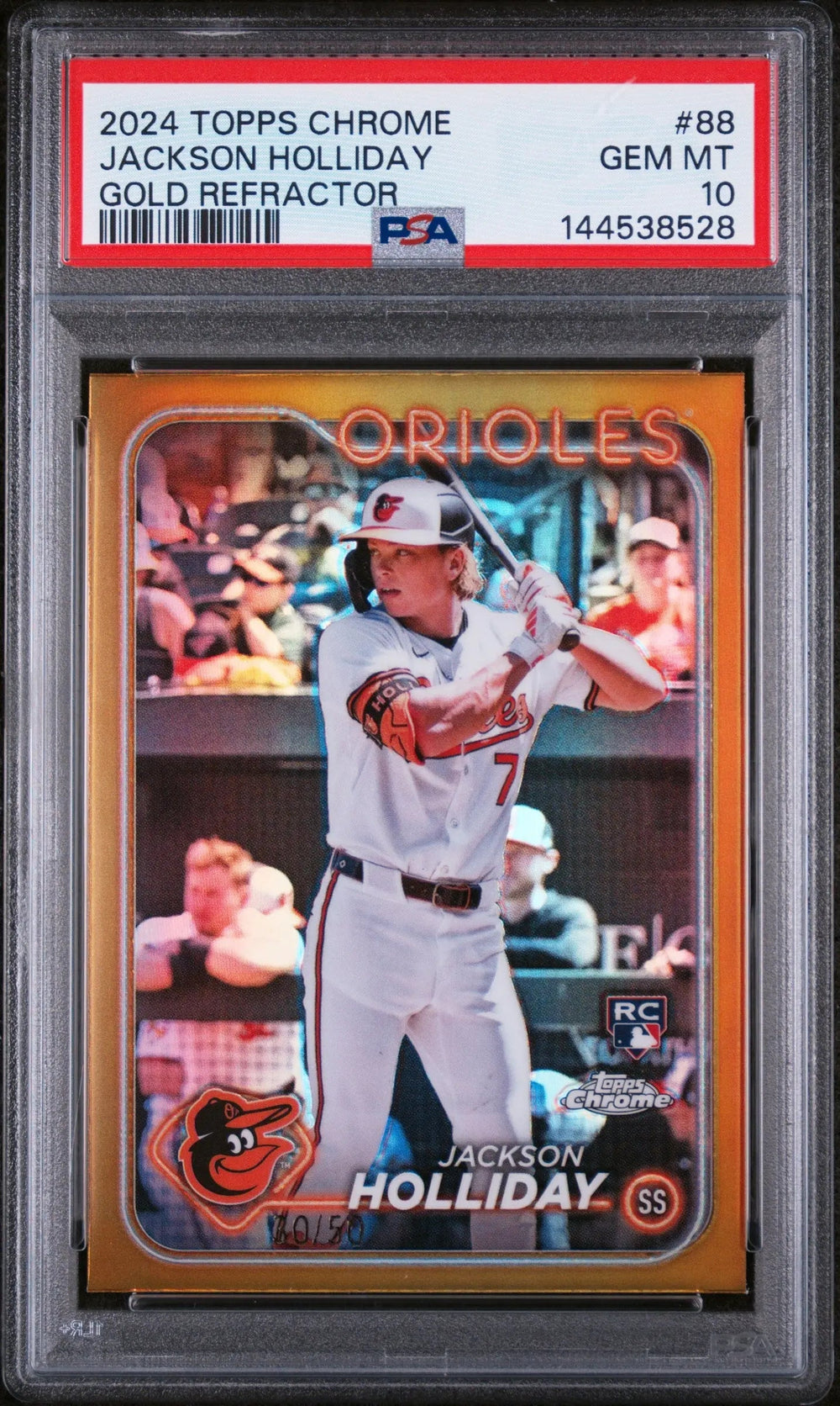 2024 Topps Chrome Jackson Holliday RC Rookie Gold Refractor /50 PSA 10