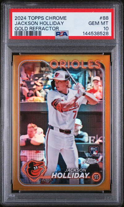 2024 Topps Chrome Jackson Holliday RC Rookie Gold Refractor /50 PSA 10