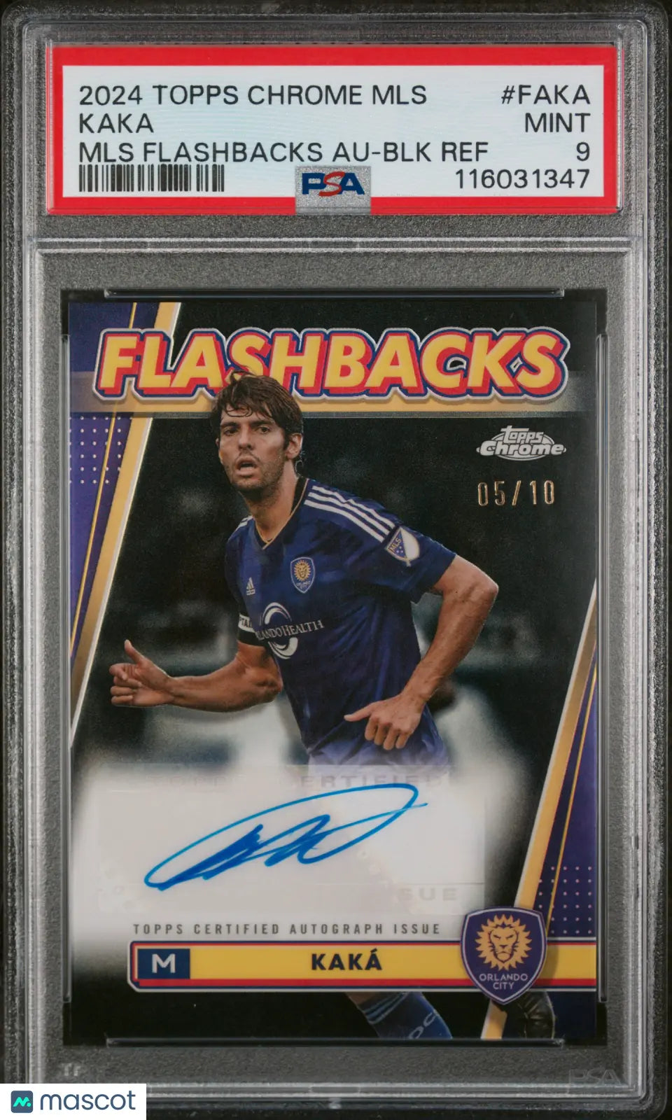 2024 Topps Chrome MLS MLS Flashbacks Autographs Kaka #FAKA BLK Ref 05/10 PSA 9