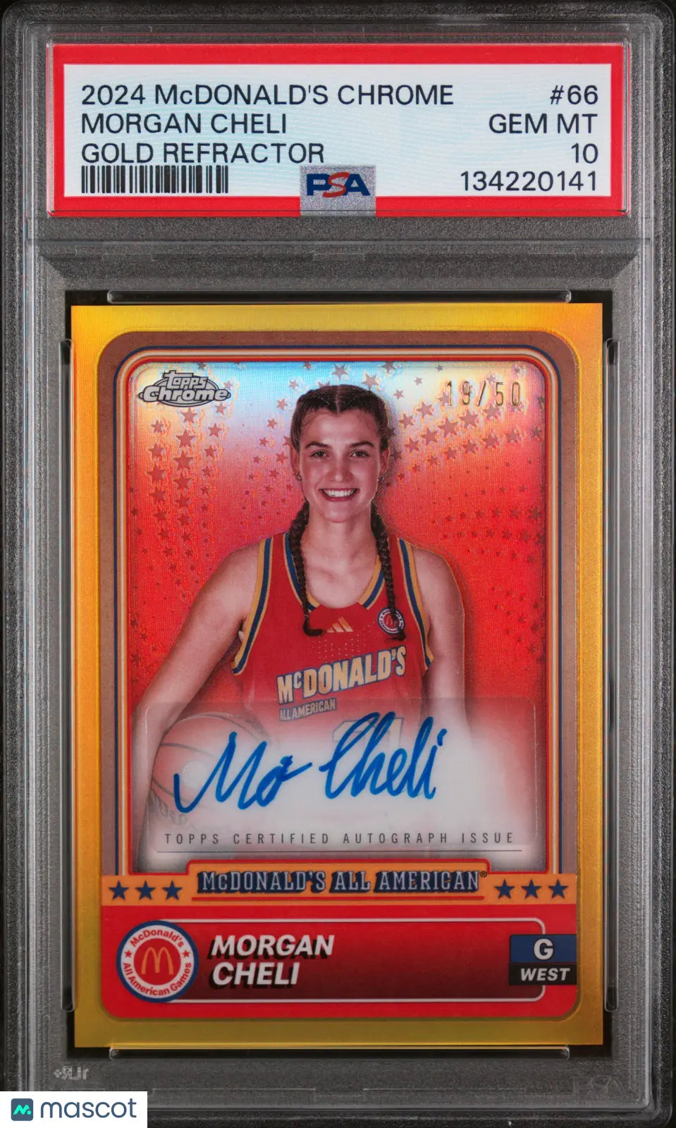 2024 Topps Chrome Mcdonald's All American Morgan Cheli Gold Refractor /50 PSA 10