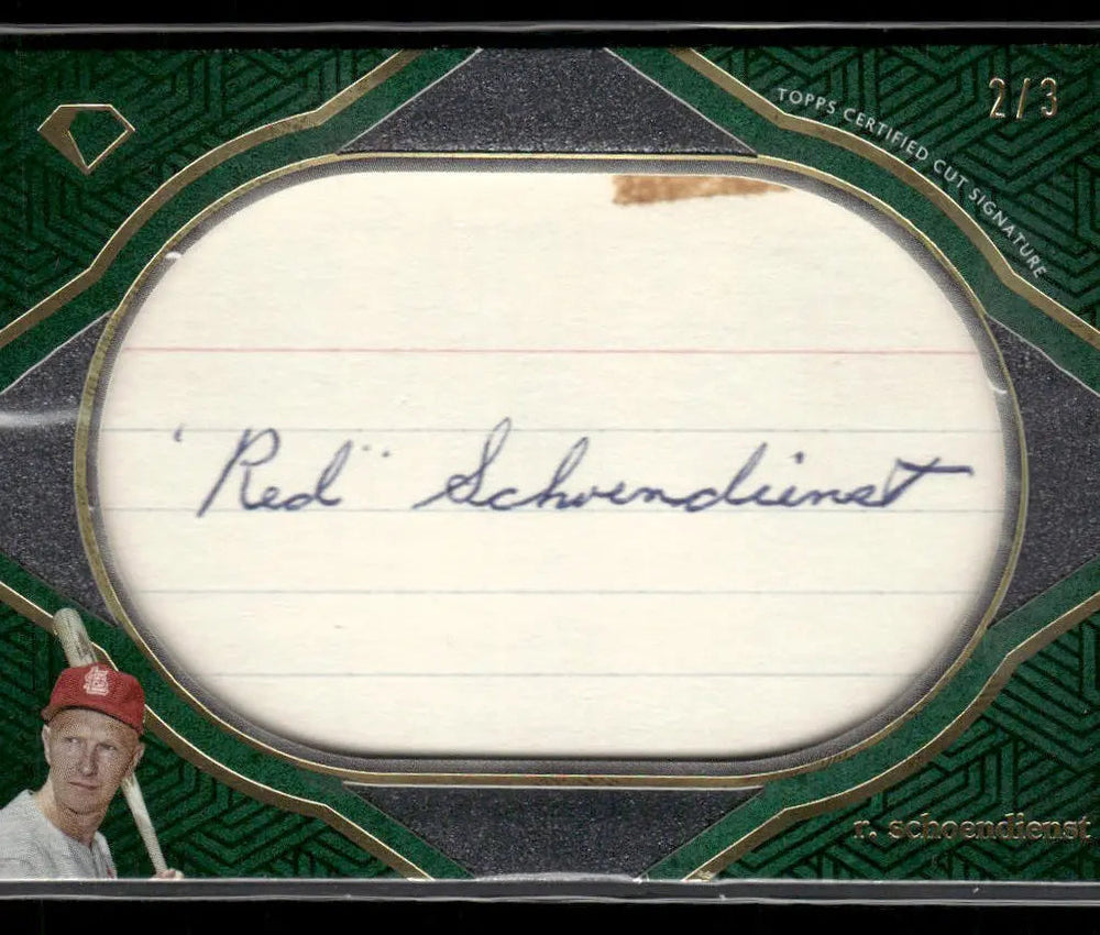 2024 Topps Diamond Icons Green Cut Signature Auto Red Schoendienst /3