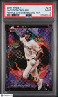 2024 Topps Finest Jackson Chourio #275 Purple Checkerboard Ref 74/75 PSA 9