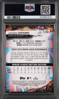 2024 Topps Finest Jackson Chourio #275 Purple Checkerboard Ref 74/75 PSA 9