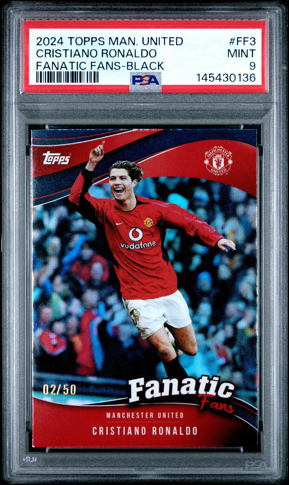 2024 Topps Manchester United Fantastic Fans Black Cristiano Ronaldo /50 PSA 9