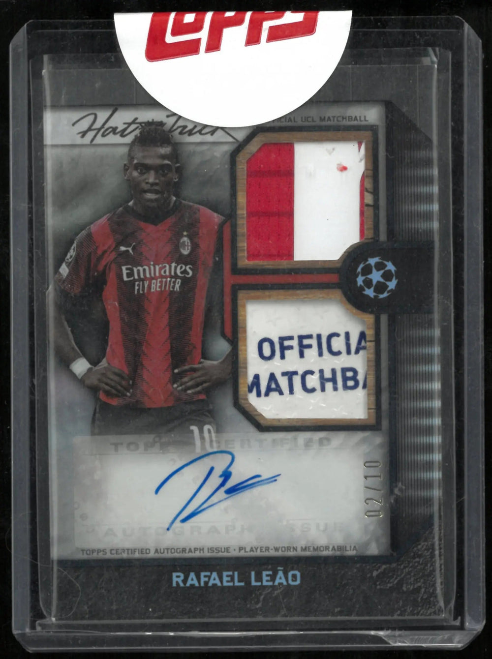 2024 Topps Museum Collection UCC Framed Hat-Trick Patch Auto Rafael Leao /10
