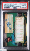2024 Topps Triple Threads Auto Relics Julio Rodriguez Emerald /18 PSA 8