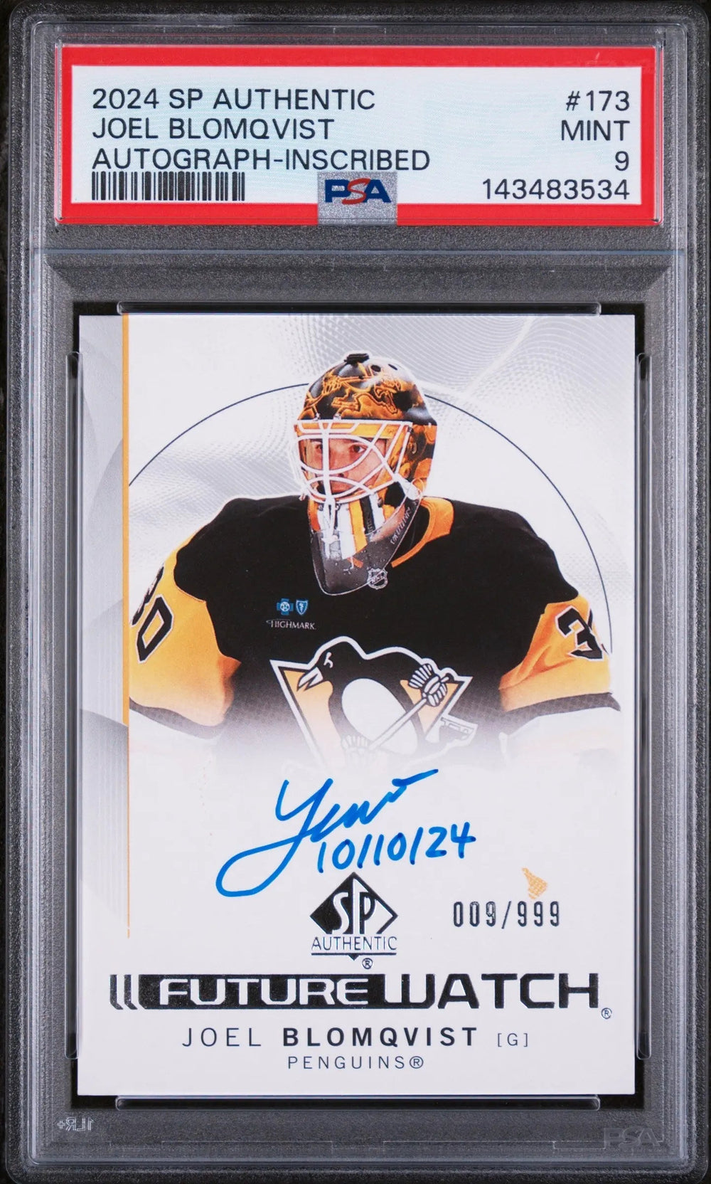 2024 UD SP Auth Future Watch Rookie Joel Blomqvist Autograph Inscribed/999 PSA 9