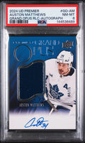 2024 Upper Deck Premier Grand Opus Relics Patch Auto Auston Matthews /15 PSA 8