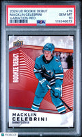 2024 Upper Deck Rookie Debut Macklin Celebrini Variation Red RC PSA 10