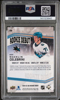 2024 Upper Deck Rookie Debut Macklin Celebrini #19 Blue /249 RC PSA 10
