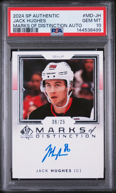 2024 Upper Deck SP Authentic Marks Of Distinction Autograph Jack Hughes/25 PSA10