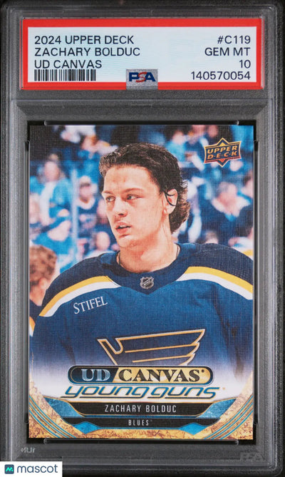 2024 Upper DeckeSeries 1 Canvas Young Guns Rookie Zachary Bolduc RC PSA 10