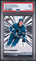 2024 Upper Deck Series 2 Outburst Young Guns RC Macklin Celebrini PSA 9