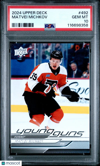 2024 Upper Deck Series 2 Young Guns Matvei Michkov #492 PSA 10
