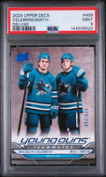 2024 Upper Deck Series 2 Young Guns Rookie Celebrini/Smith Deluxe /250 RC PSA 9
