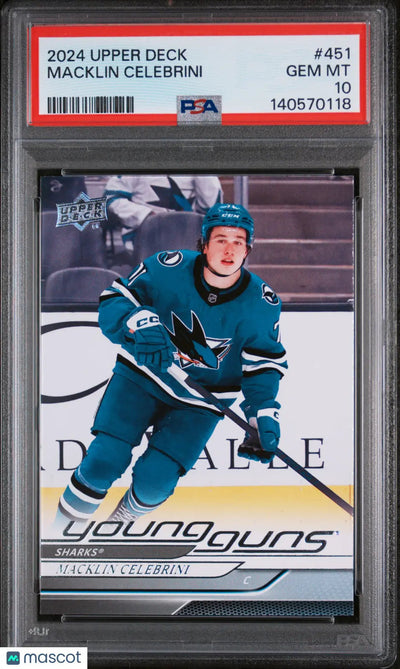 2024 Upper Deck Series 2 Young Guns Rookie Macklin Celebrini RC PSA 10