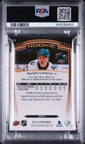 2024 Upper Deck Stature Green Rookie Macklin Celebrini #31 /375 PSA 8