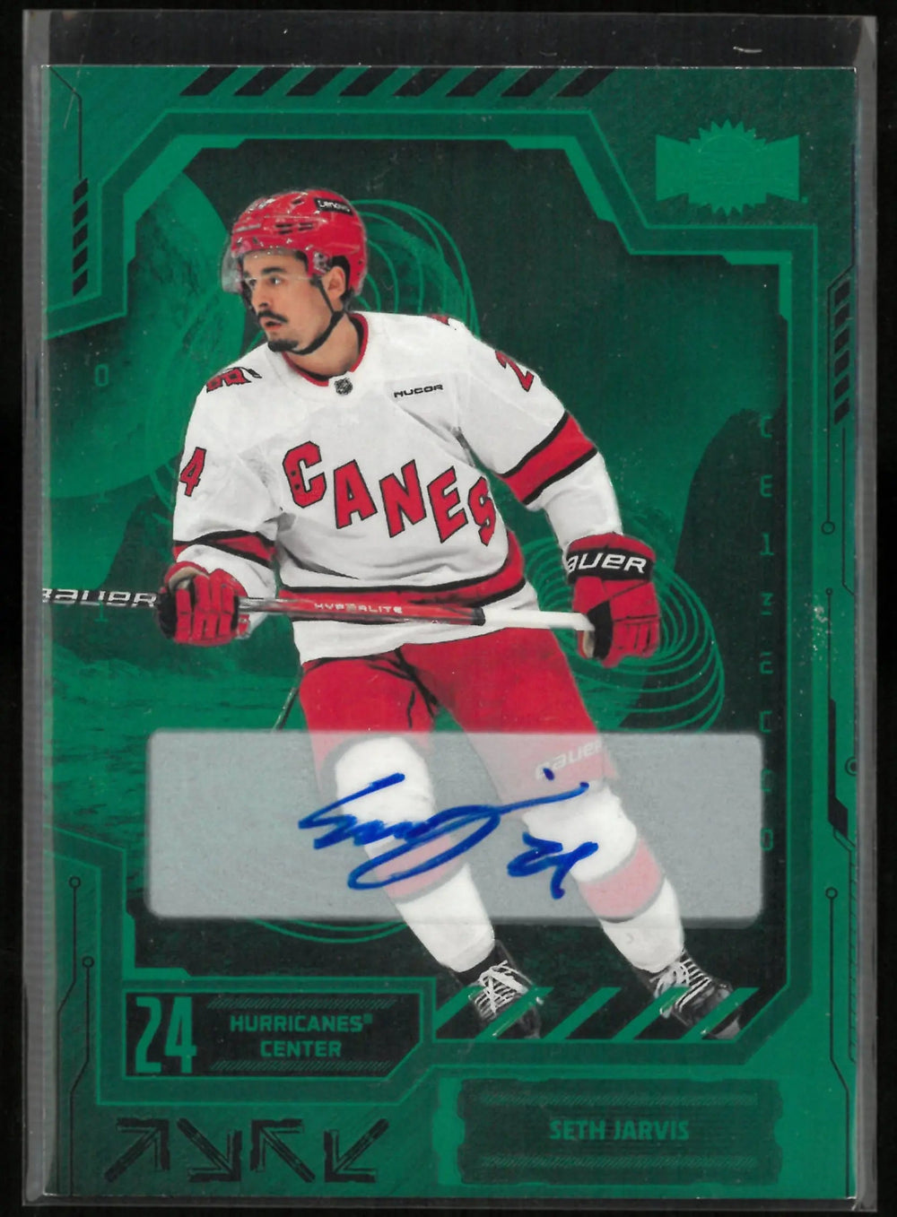 2025-26 Metal Universe Hockey Seth Jarvis Green Autograph Auto /10