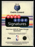 2025-26 Topps Chrome Basketball Purple Next Stop Signatures Rookie Auto Cedric Coward /75