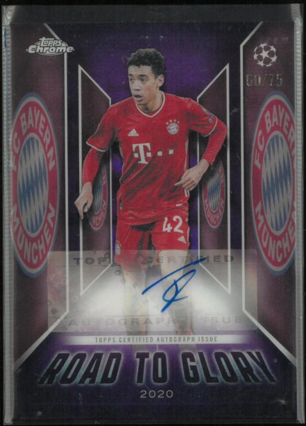 2025-26 Topps Chrome UEFA Club Competitions Road To Glory Jamal Musiala Auto /75