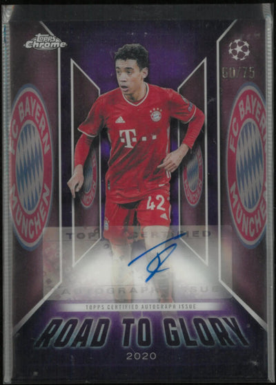 2025-26 Topps Chrome UEFA Club Competitions Road To Glory Jamal Musiala Auto /75
