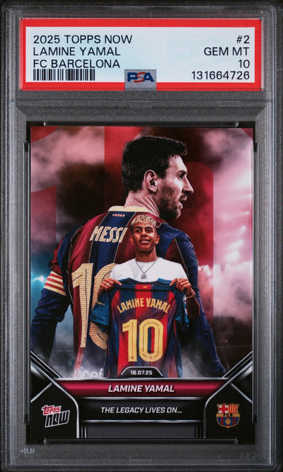 2025-26 Topps Now FC Barcelona Lamine Yamal The Legacy Lives On #2 PSA 10