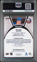 2025-26 UD Allure Extended Matthew Schaefer RC Rookie Auto Red Rainbow PSA 9