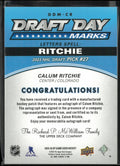 2025-26 UD SP Game Used Draft Day Mark Rookie Calum Ritchie Auto RC/35