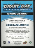 2025-26 UD SP Game Used Draft Day Marks Autograph Rookie Jimmy Snuggerud /35 RC