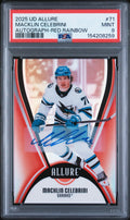 2025-26 Upper Deck Allure Macklin Celebrini Autograph Red Rainbow Auto PSA 9