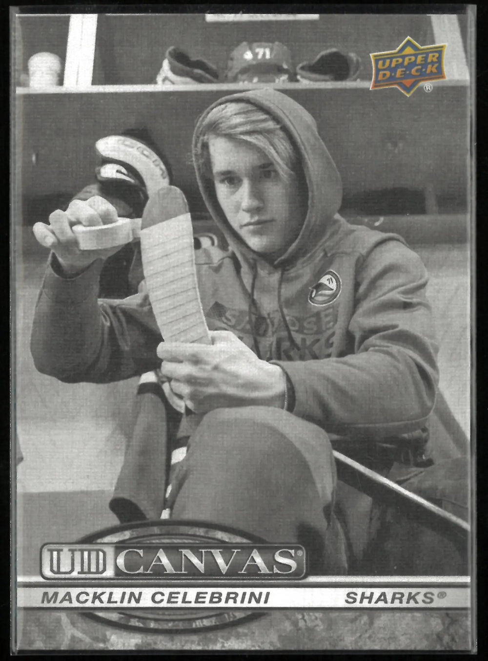 2025-26 Upper Deck Canvas Macklin Celebrini Black & White