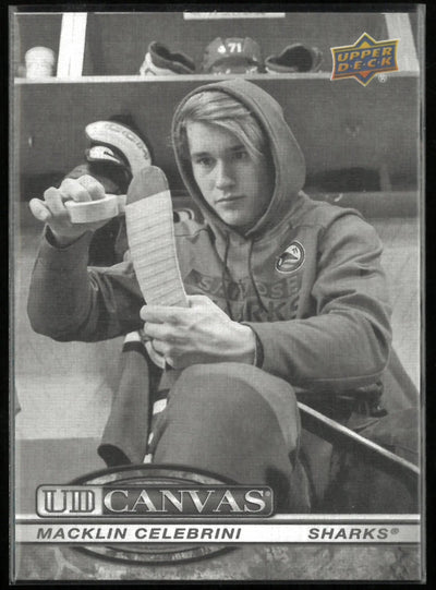 2025-26 Upper Deck Canvas Macklin Celebrini Black & White