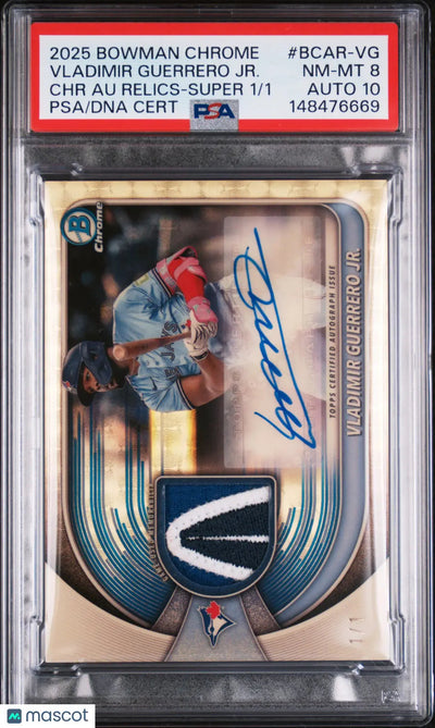 2025 Bowman Chrome Auto Patch Vladimir Guerrero JR. Super 1/1 PSA 8 Auto 10