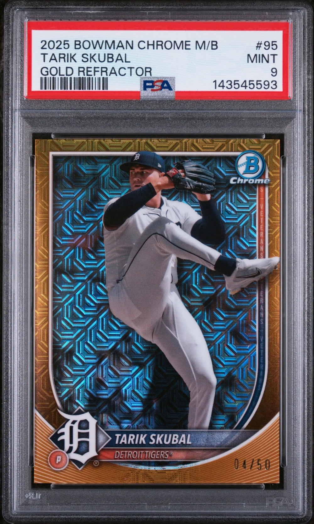 2025 Bowman Chrome Mega Box Tarik Skubal Gold Refractor /50 PSA 9