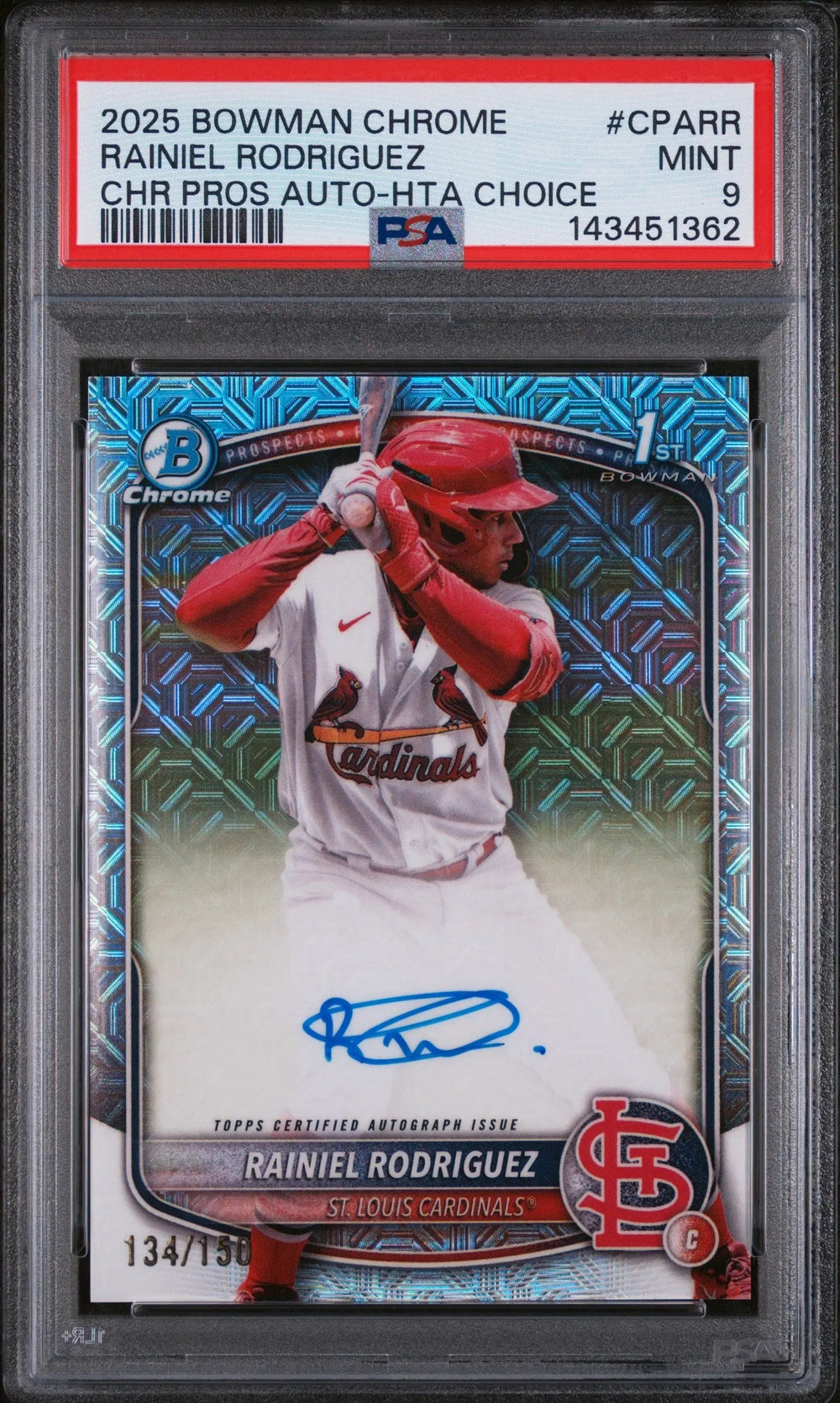 2025 Bowman Chrome Prospect Auto Rainiel Rodriguez RC HTA Choice /150 PSA 9