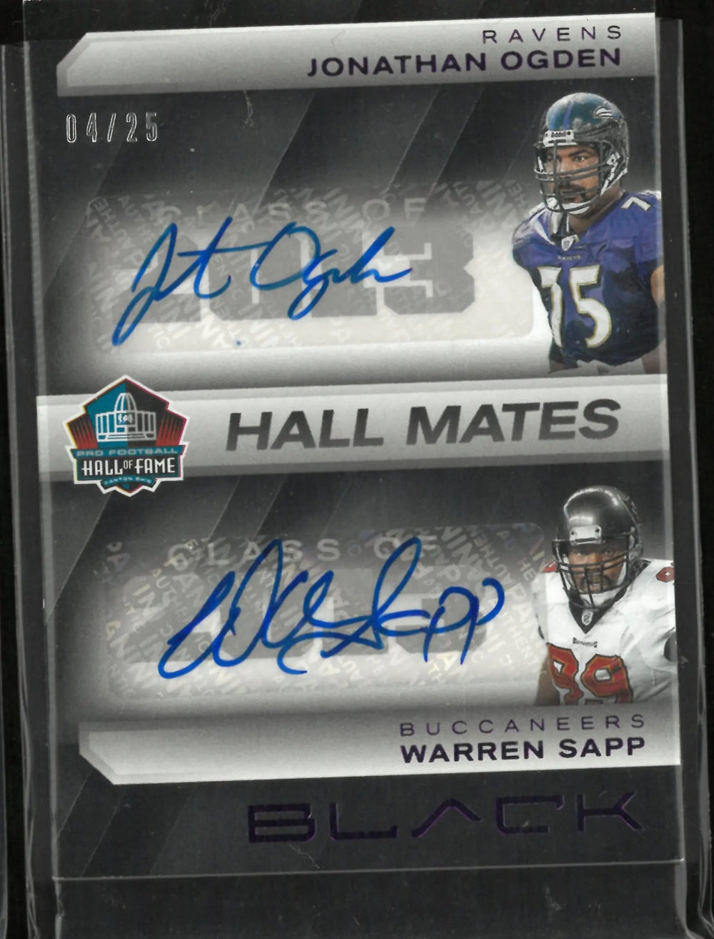 2025 Panini Black Football Hall Mates Jonathan Ogden Warren Sapp Auto /25