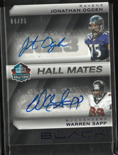 2025 Panini Black Football Hall Mates Jonathan Ogden Warren Sapp Auto /25