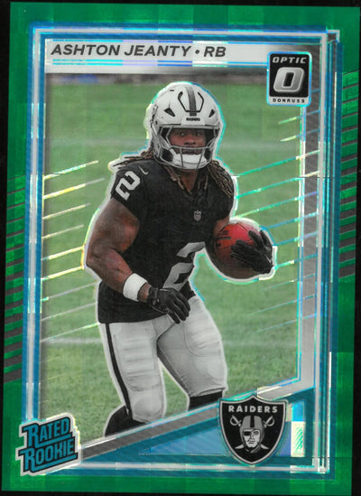 2025 Panini Donruss Football Ashton Jeanty Rated Rookie RC Green Refractor /25