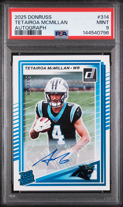 2025 Panini Donruss Rated Rookie Auto Tetairoa Mcmillan 4/199 /199 PSA 9