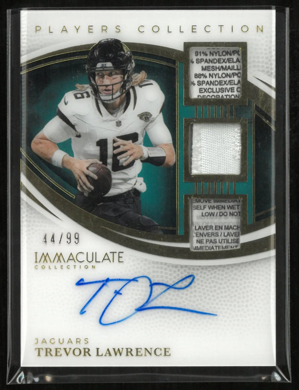 2025 Panini Immaculate Player Collection Trevor Lawrence Autograph Patch 44/99