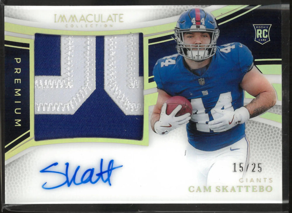2025 Panini Immaculate Rookie Patch Autograph Cam Skattebo Auto /25 RC