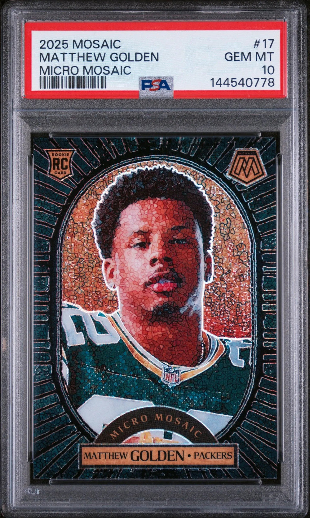 2025 Panini Mosaic Micro Mosaic Rookie Matthew Golden #17 PSA 10