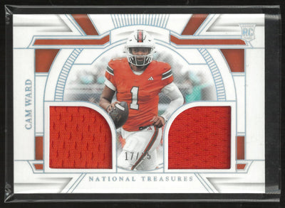 2025 Panini National Treasure Saturday Collegiate Cam Ward Dual Patch RC /25