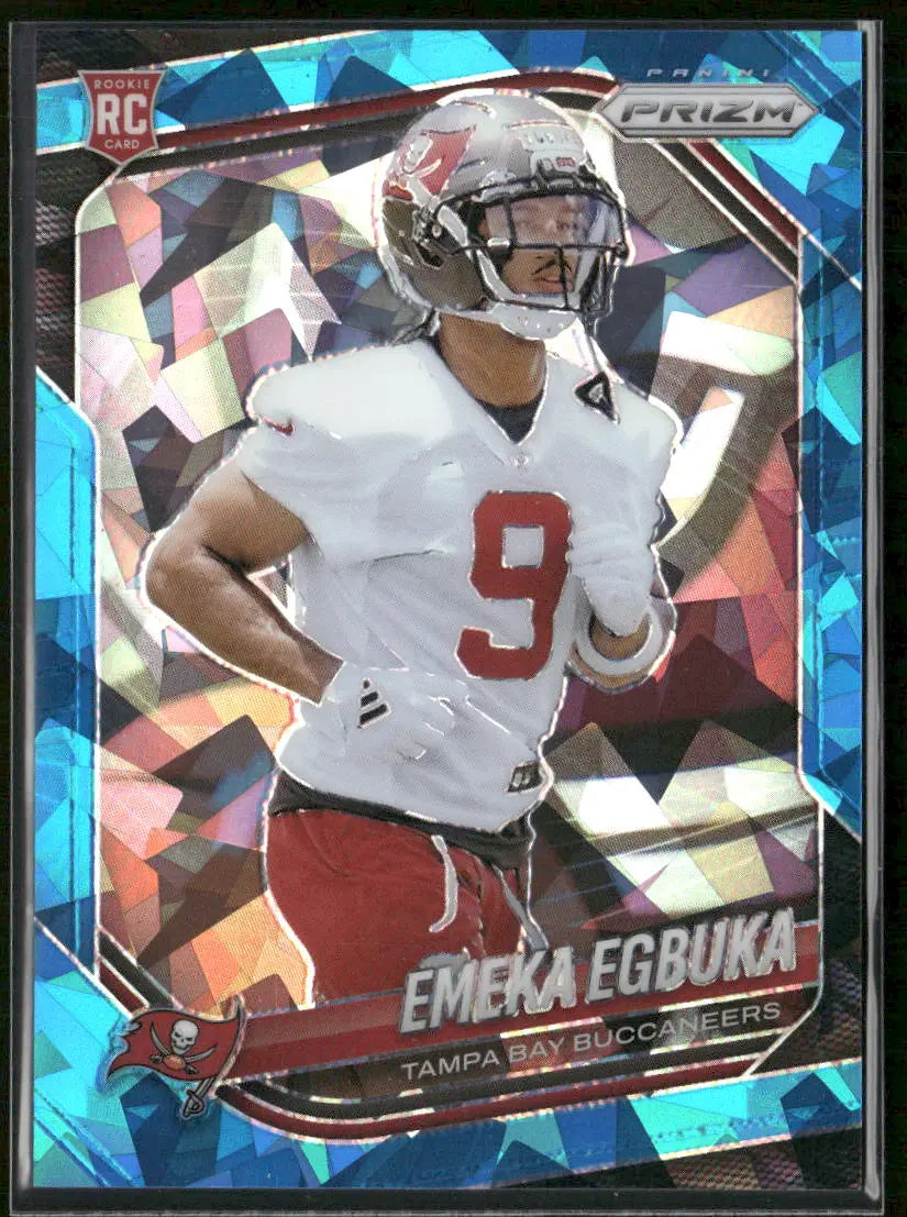 2025 Panini Prizm Football Blue Cracked Ice Rookie Emeka Egbuka /99